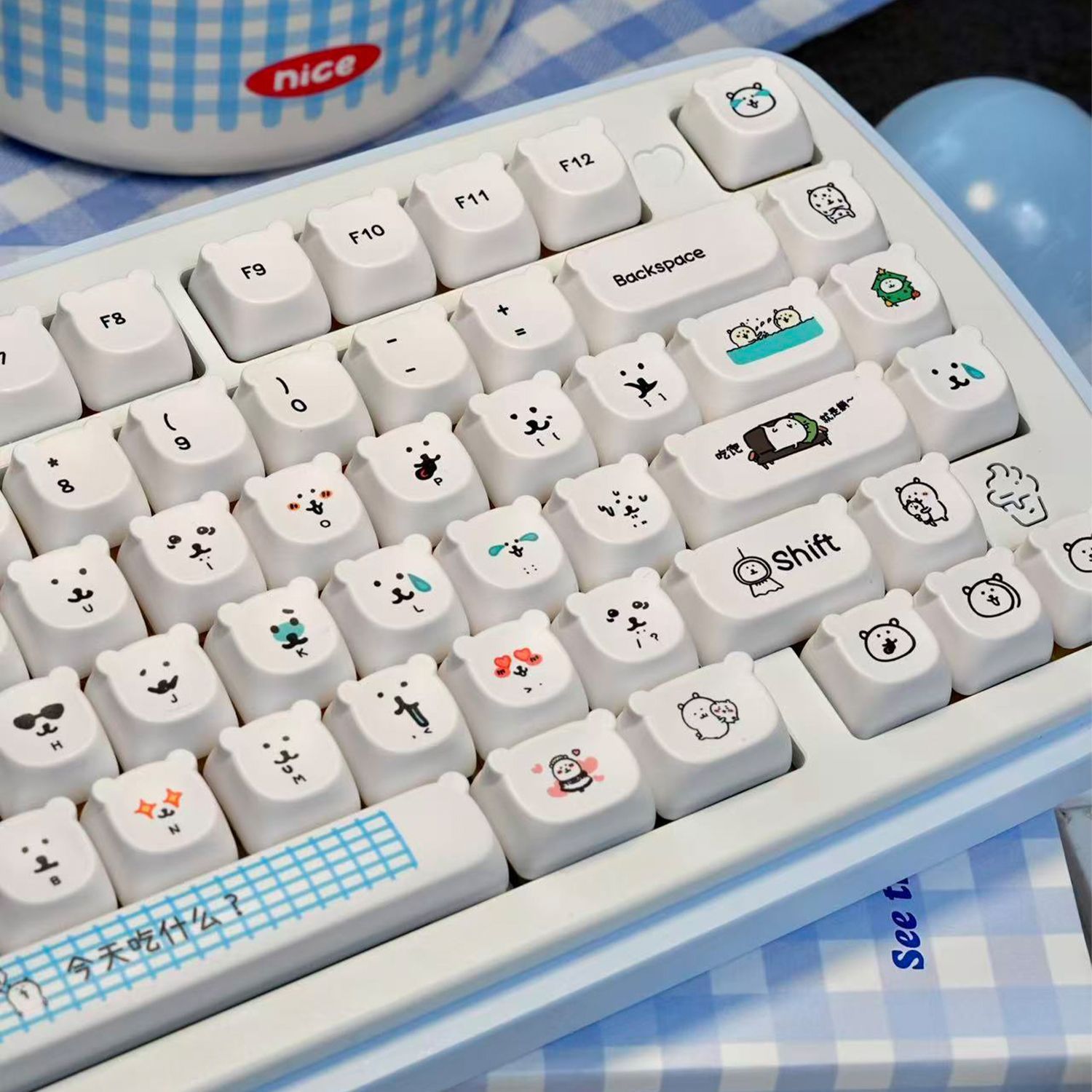 Gaming Accessories In Japan - Kawaii Karikatür Şaka Ayısı PBT Tuş