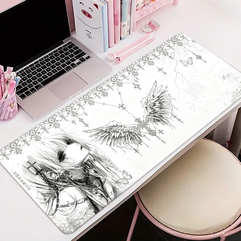 Gaming Accessories For Gaming Setup - Deri Mousepad Siyah Beyaz Anime Estetik